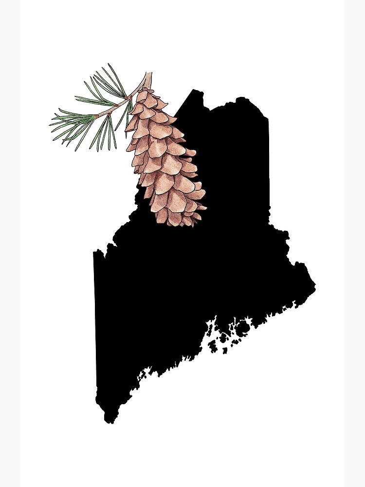 “Maine Silhouette and Floral Emblem” Poster by UrsulaRodgers | Redbubble