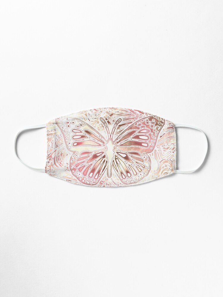 Alternate view of Monarch Butterfly Pattern Abstract Art Pastel Pink Mask