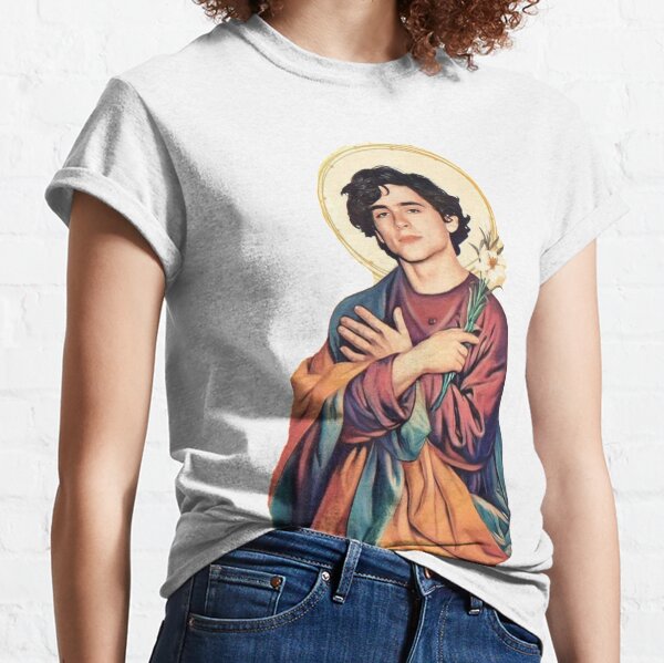 Timothee Chalamet Saint / Dieu Sticker T-shirt classique