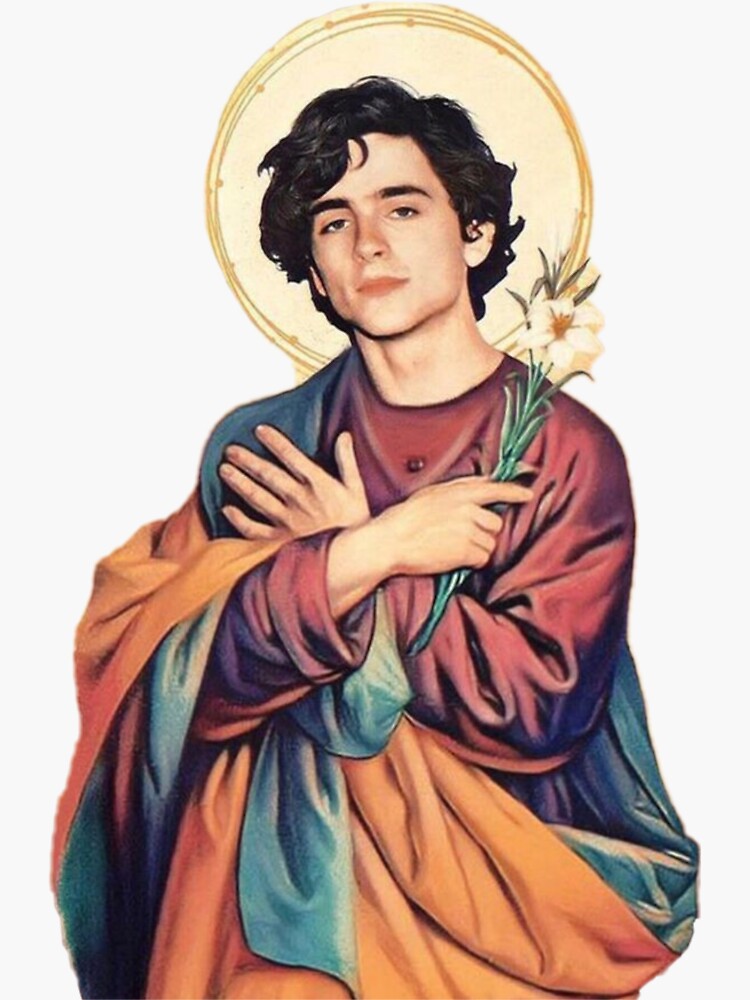 Timothee Chalamet Saint/God Sticker by ladybirddesigns