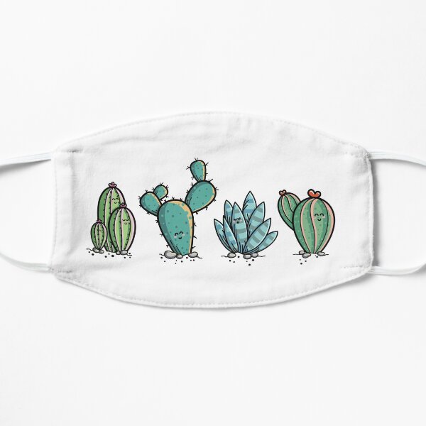 Kawaii Cute Cacti Desert Plants Flat Mask