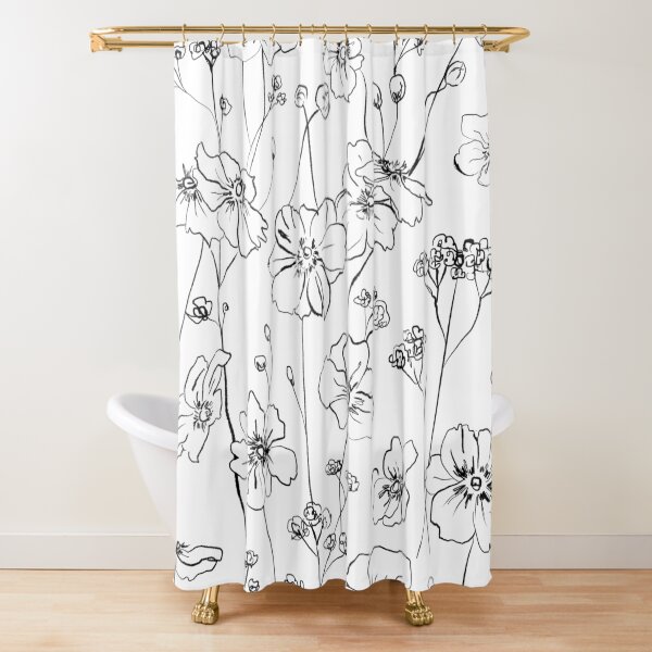 Wild Roses White Cortina de ducha