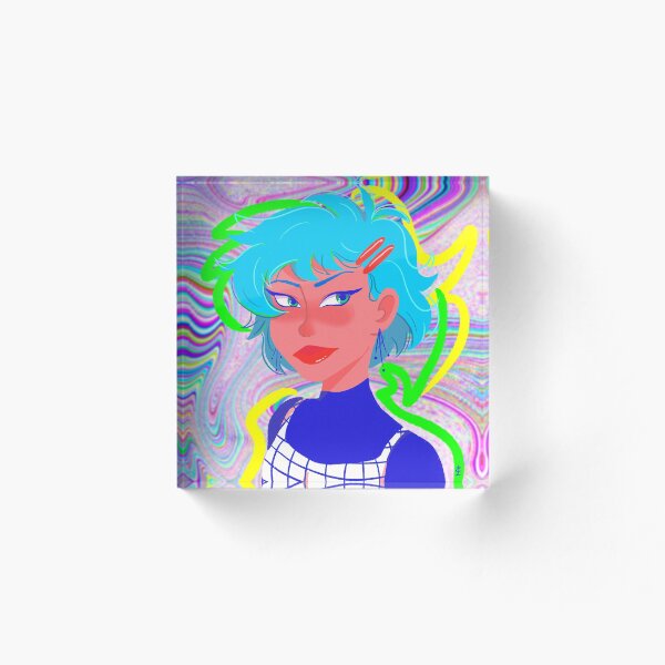 Item preview, Chica de pelo azul con fondo designed and sold by GlitterNoot.