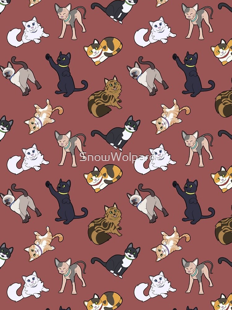 Thumbnail 5 of 5, iPhone Case, Cat Pattern - Red designed and sold by SnowWolpard.
