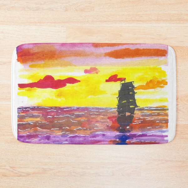 Item preview, Sunset and Boat  Watercolor #1 designed and sold by BreonBliss.