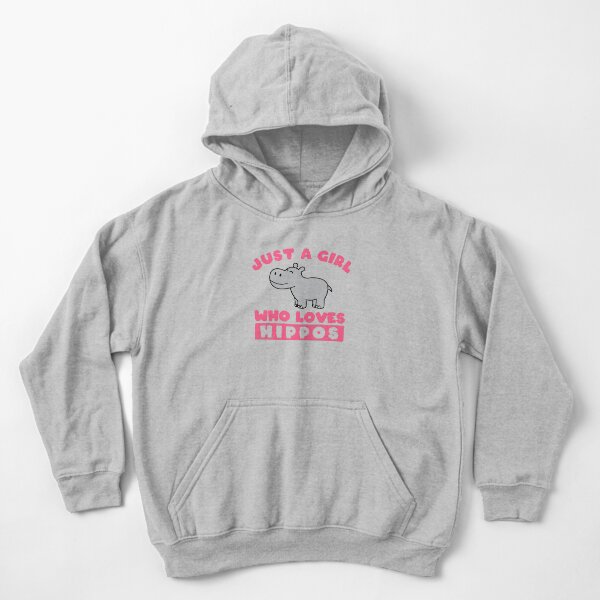 Just a girl who loves hippos Kids Pullover Hoodie