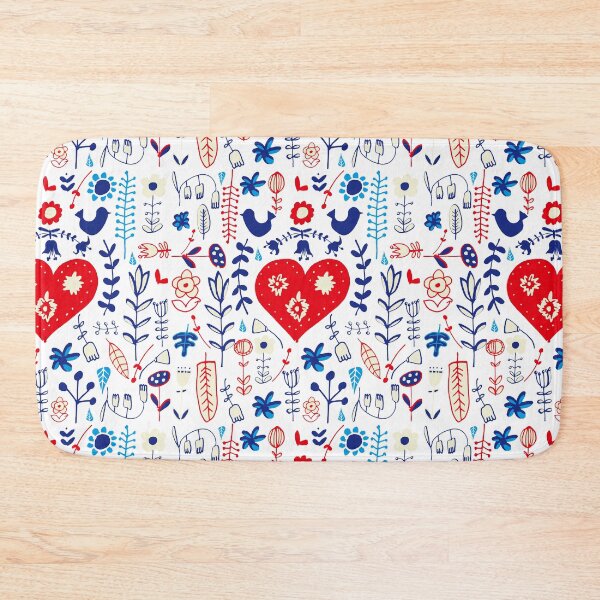 Item preview, Scandi folk floral aqua designed and sold by susycosta.