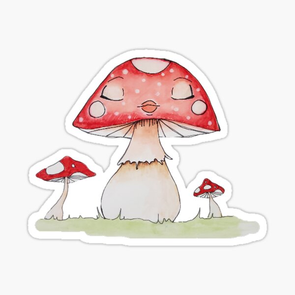 Sleeping Mushroom Girl in a Garden Sticker