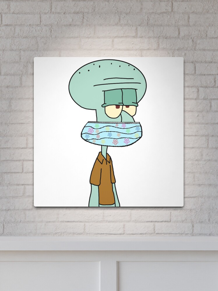 Uhøfligt trolley bus Rund ned Mask Wearing Squidward" Metal Print for Sale by Red Crate | Redbubble