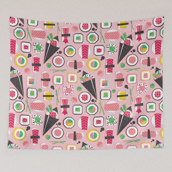 Item preview, Paper cut geo sushi // pastel pink background designed and sold by SelmaCardoso.