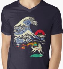 The Great Wave off Oni Island Men's V-Neck T-Shirt