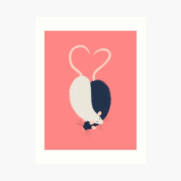 Ratty Love - Heart tails Art Print
