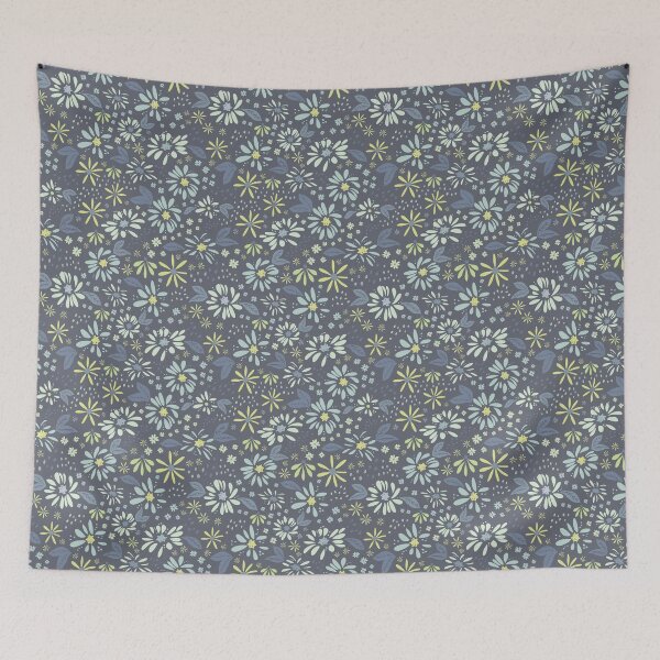 Item preview, Doty Daisies  - Chambray on Midnight Background designed and sold by Rochelle Rae Design.