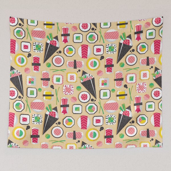 Item preview, Paper cut geo sushi // pale yellow background designed and sold by SelmaCardoso.