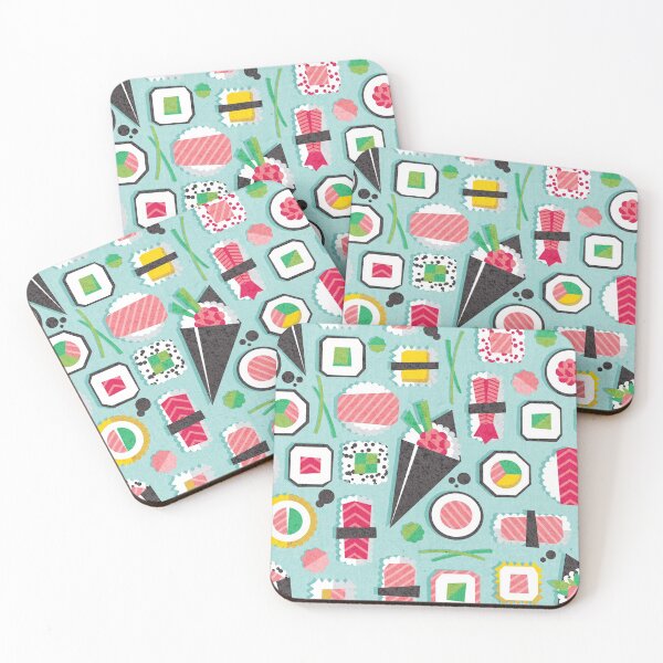 Item preview, Paper cut geo sushi // aqua background designed and sold by SelmaCardoso.