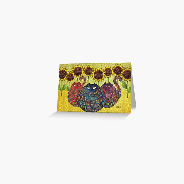 Cats With Sunflowers Greeting Card
