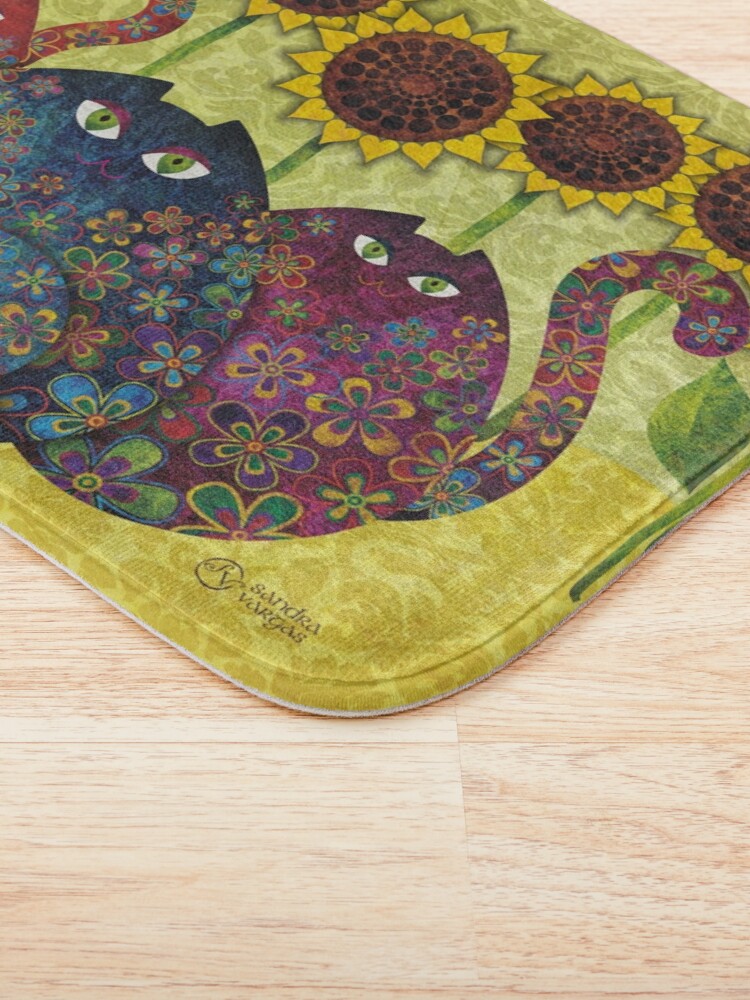 Alternate view of Cats With Sunflowers Bath Mat