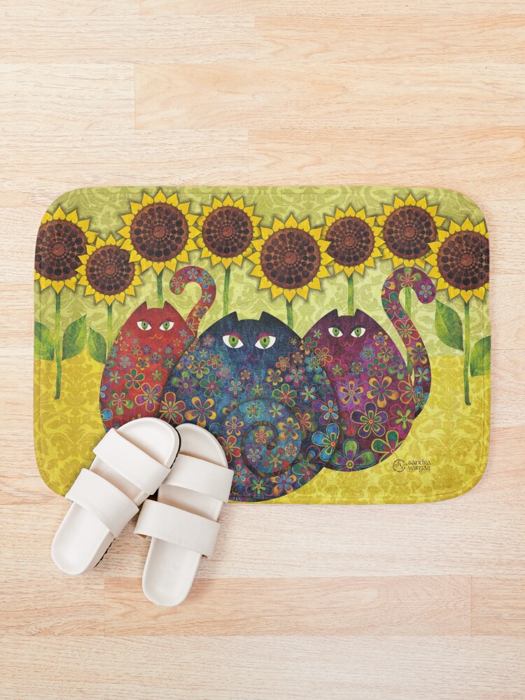 Alternate view of Cats With Sunflowers Bath Mat