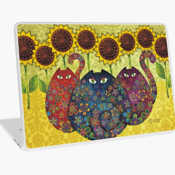 Cats With Sunflowers Laptop Skin