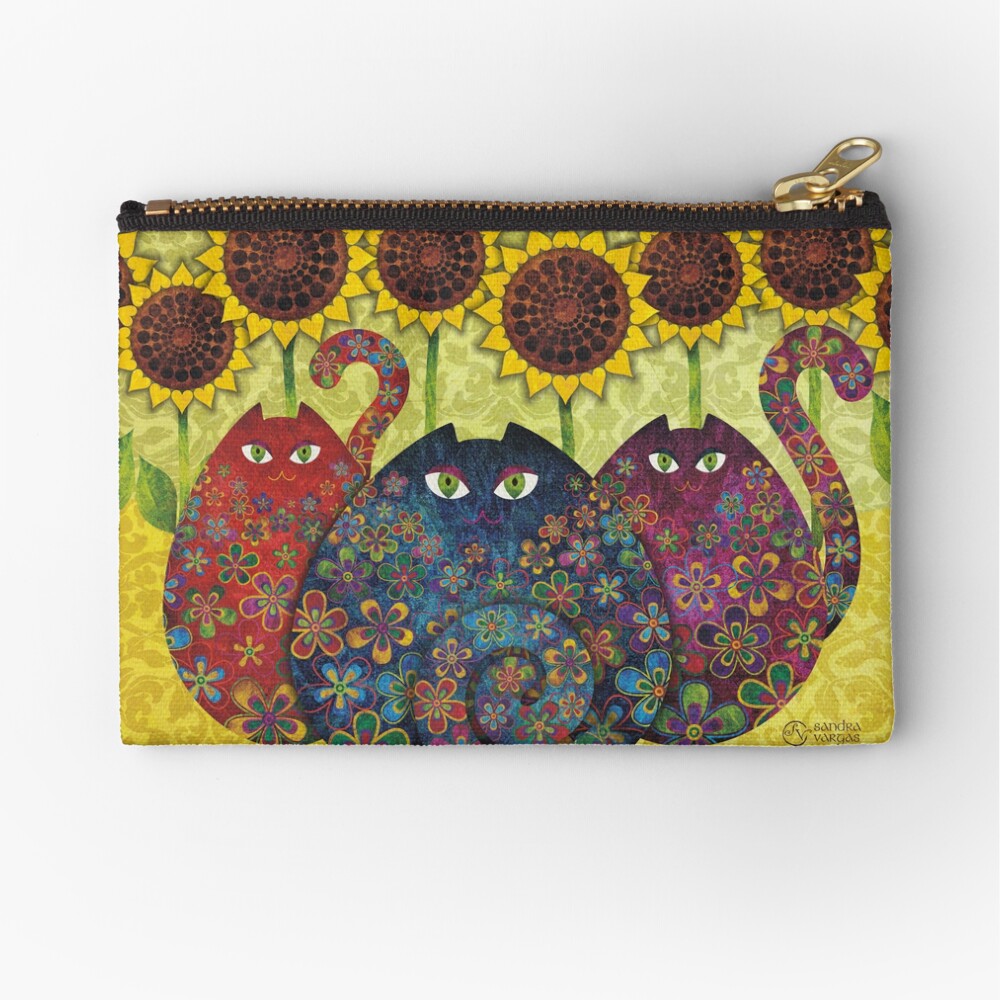 Cats With Sunflowers Zipper Pouch