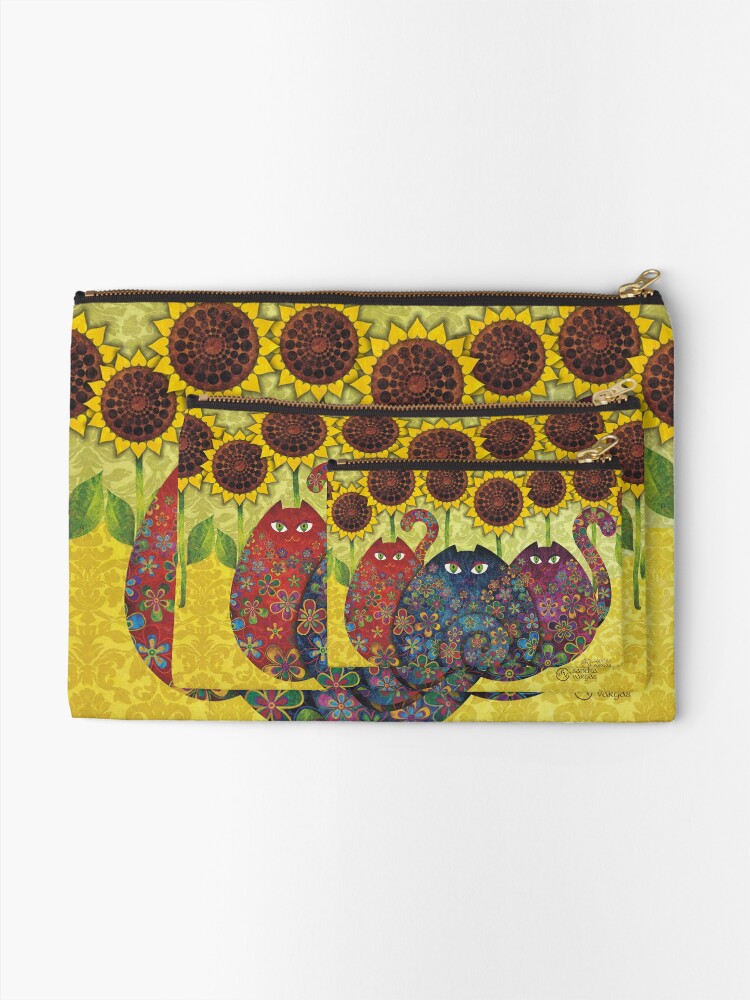 Alternate view of Cats With Sunflowers Zipper Pouch