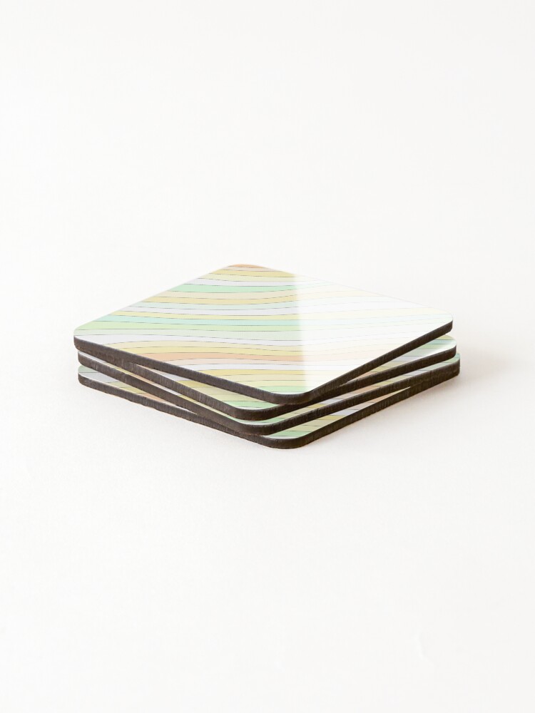 Thumbnail 4 of 5, Coasters (Set of 4), Pastel Line Pattern designed and sold by MagicMullet.