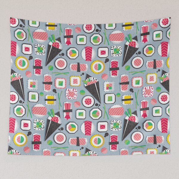 Item preview, Paper cut geo sushi // pastel blue background designed and sold by SelmaCardoso.