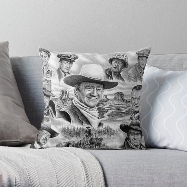 John Wayne Collage Throw Pillow