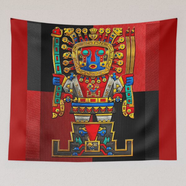 Item preview, Incan Gods - The Great Creator Viracocha on Red and Black Canvas designed and sold by Serge Averbukh Art Studio.