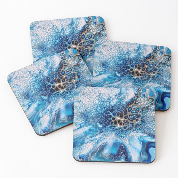 Item preview, Blues and Black Ocean Splash Abstract Fluid Artwork  designed and sold by CrystalCoast.