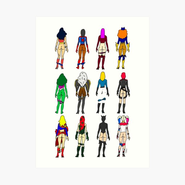 Superheroine Butts Art Print