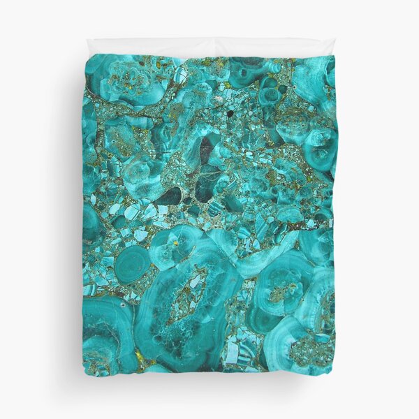 Marble Turquoise Blue Gold Duvet Cover