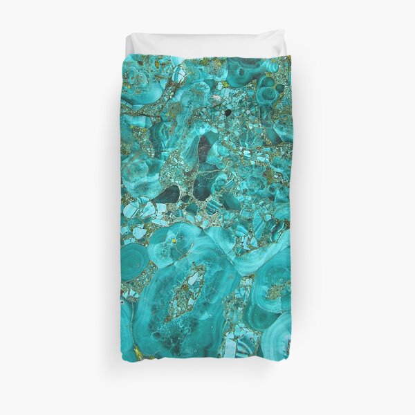 Marble Turquoise Blue Gold Duvet Cover