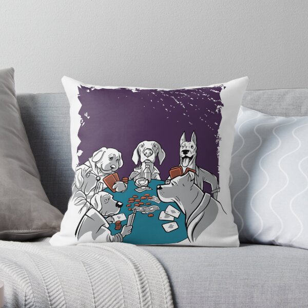 Poker Dogs Playing Poker Throw Pillow