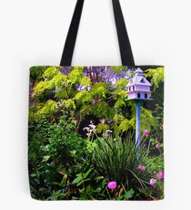 Birdhouse In the Garden Tote Bag