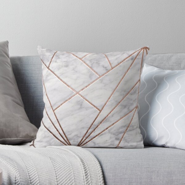 Rose geo designer marble Throw Pillow