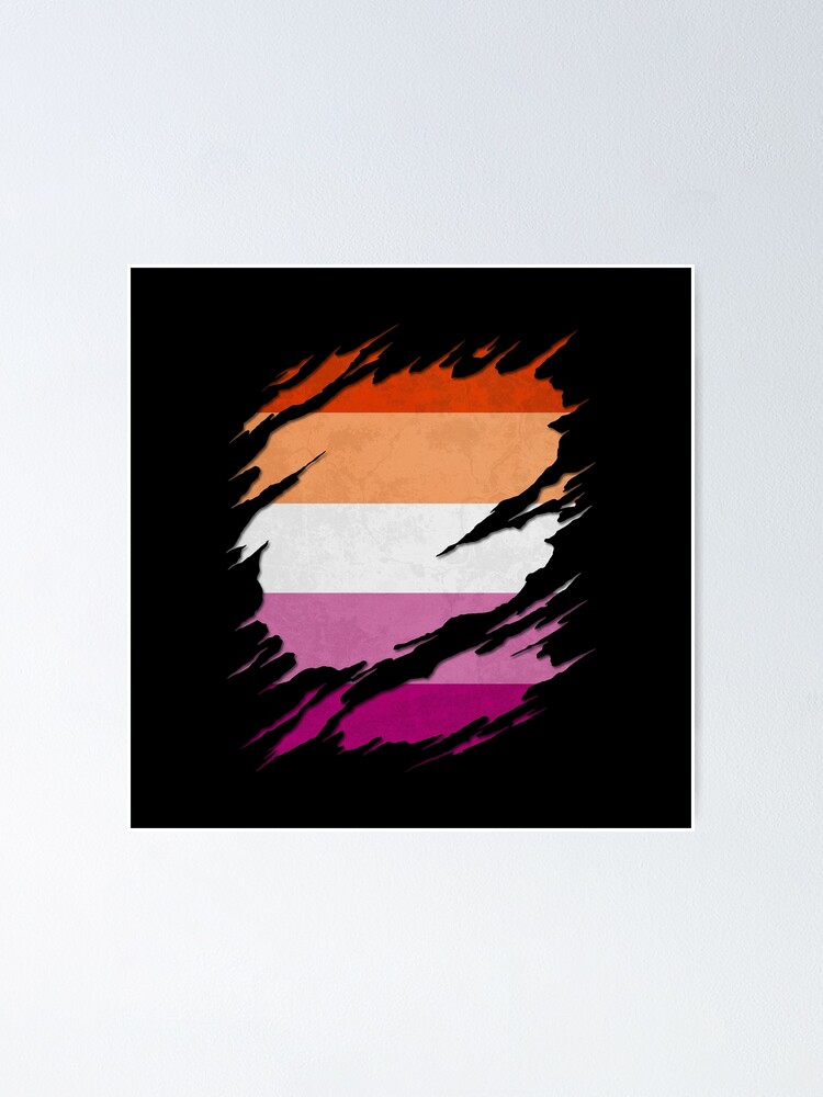 Lesbian Pride Flag Ripped Reveal Poster By Valador Redbubble