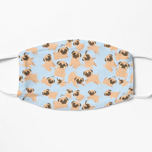 Funny cute pug Pattern on face mask Flat Mask