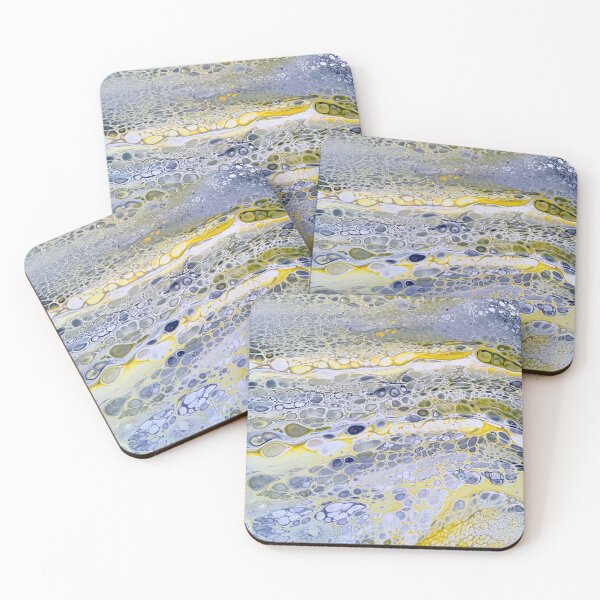 Item preview, Yellow, Grey, and White Abstract Fluid Artwork designed and sold by CrystalCoast.