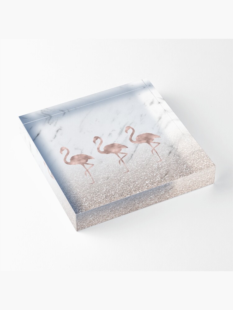 Alternate view of Flamingo dance glitter gradient Acrylic Block