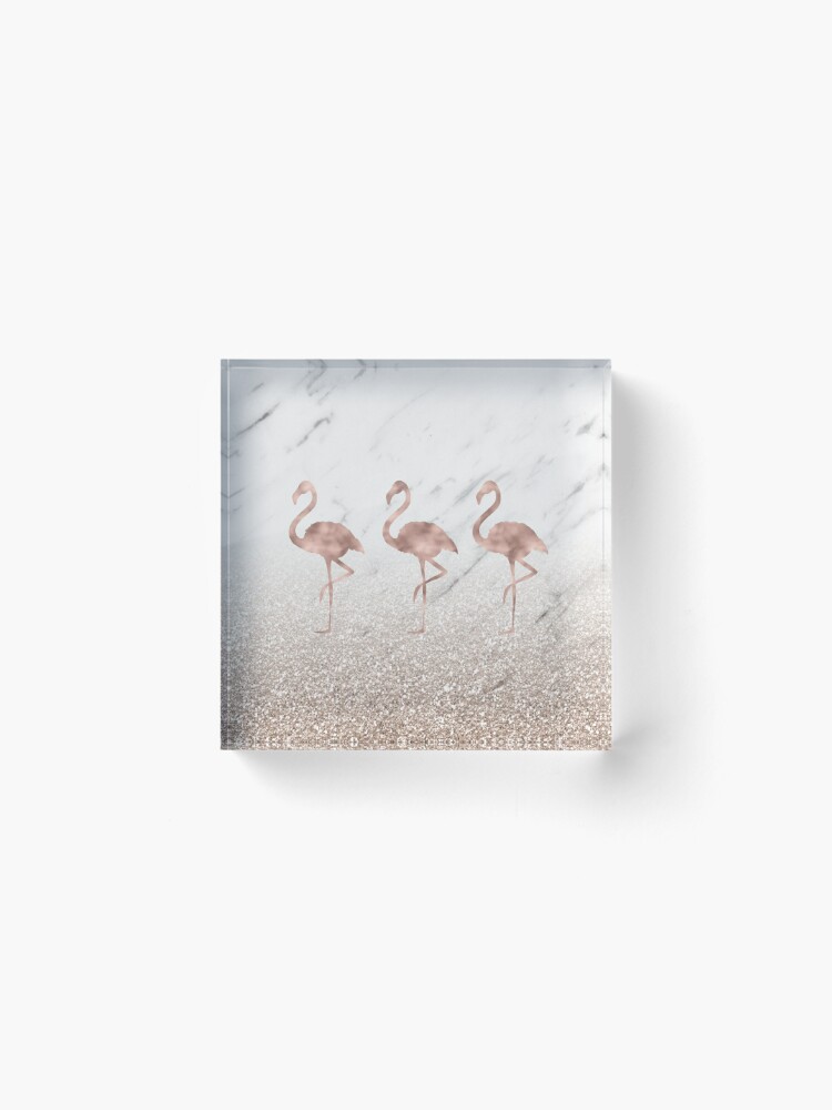 Alternate view of Flamingo dance glitter gradient Acrylic Block