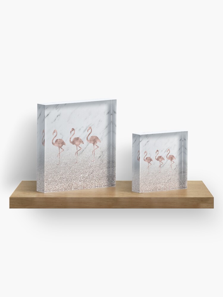 Alternate view of Flamingo dance glitter gradient Acrylic Block