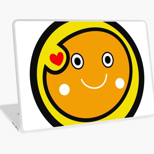 cute cartoon face and red heart design Laptop Skin
