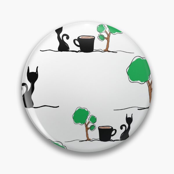 Artikelvorschau, Gekritzelbaum, Kaffeetasse und schwarze Katze entworfen und verkauft von Pongbun Sangkaew.
