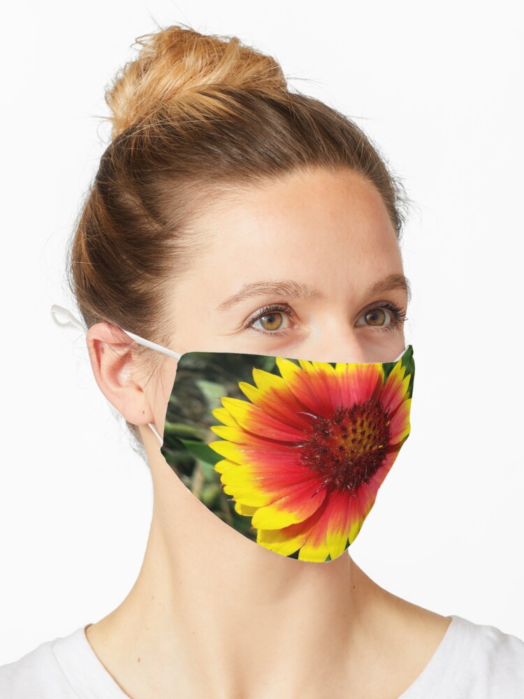 Thumbnail 1 of 5, Mask, Red and Yellow Sunflower designed and sold by Heather Gaffney.