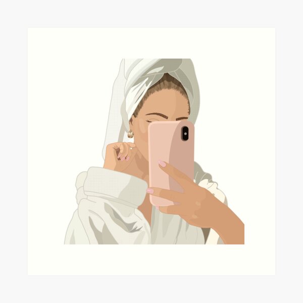 Item preview, Self Care Bathrobe Selfie Sticker designed and sold by peachyqueen123.