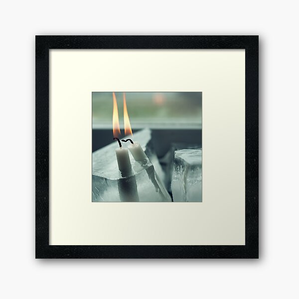 Frozen Lit Candles Framed Art Print