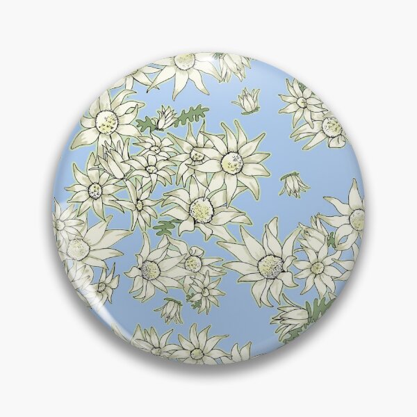 Item preview, Flannel Flower white daisies on sky blue designed and sold by Kate Twohig.