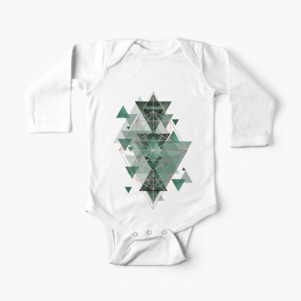 Emerald Green Geometric Long Sleeve Baby One-Piece