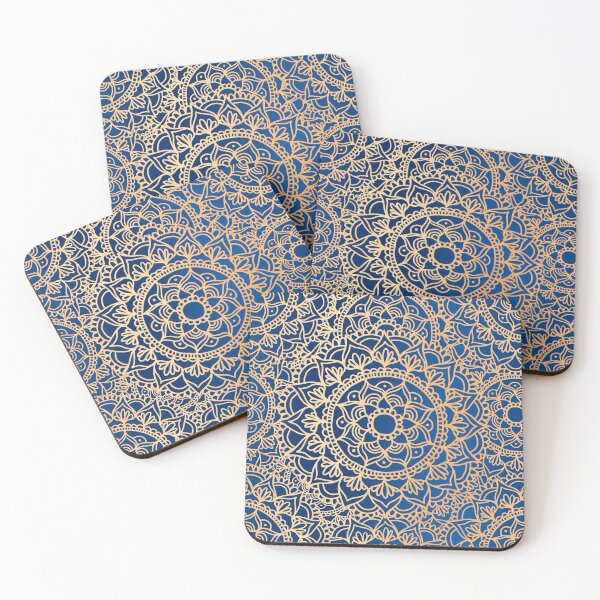 Artikelvorschau, Blau und Gold Mandala Muster entworfen und verkauft von Julie Erin Designs.